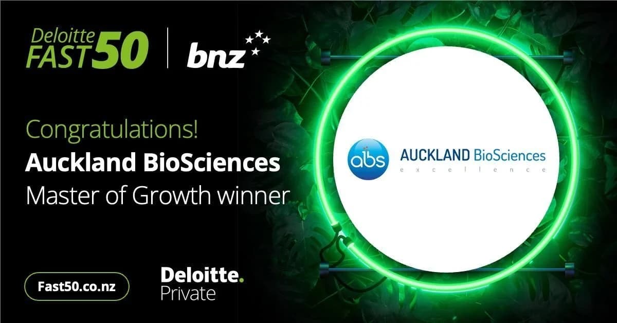 Auckland BioSciences Ranked #1 on the Deloitte Master of Growth Index in New Zealand